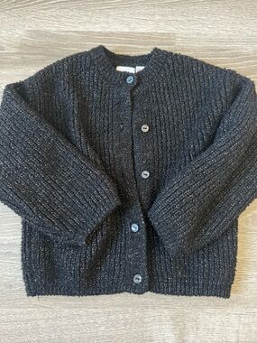 Zara Black Metallic Knit Cardigan